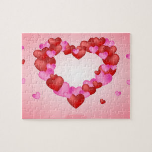 Pink Red Hearts Jigsaw Puzzle