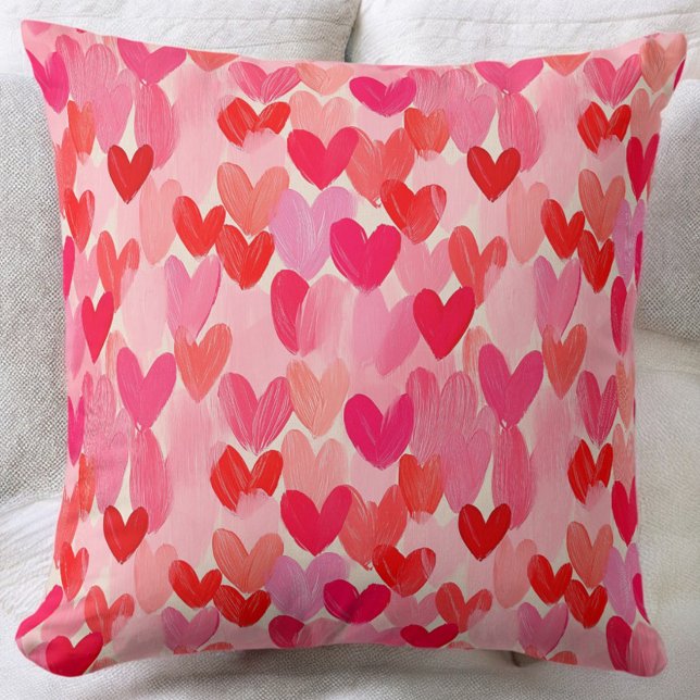 Pink Red Hearts Love Valentine’s Day  Throw Pillow (Creator Uploaded)