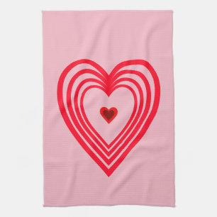 Pink Red Hearts Love Valentines Day 4Kate Kitchen Towel