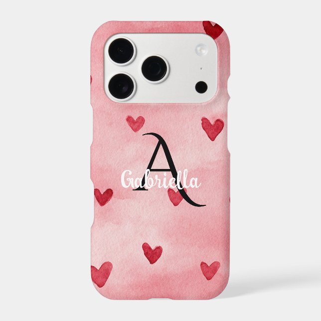 Pink Red Hearts Monogram Name (Verso)