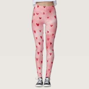 Pink Red Hearts Name Leggings