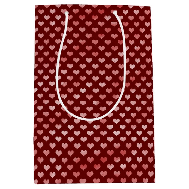 Pink Red Hearts Ombre Medium Gift Bag (Front)