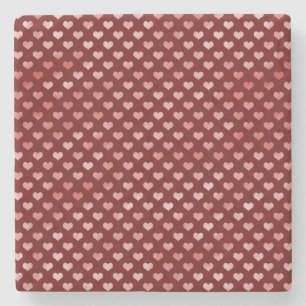 Pink Red Hearts Ombre Stone Coaster