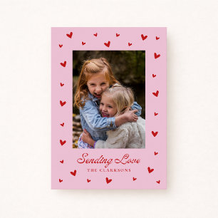 Pink Red Hearts One Photo Valentines Day Card