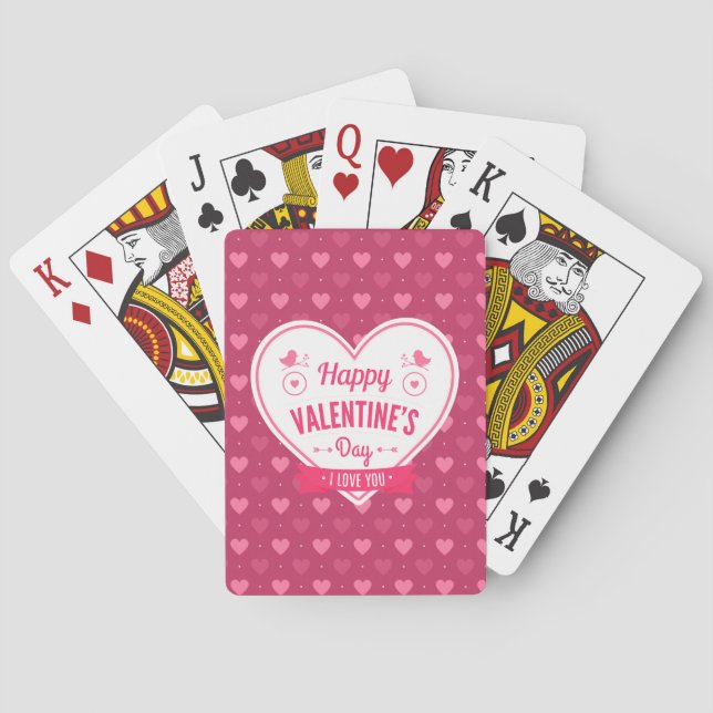 Pink & Red Hearts Valentine’s Day Playing cards (Back)