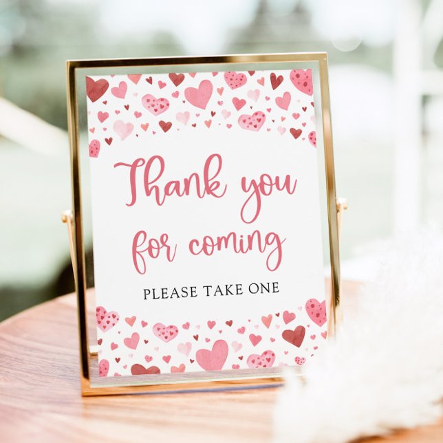 Pink Red Hearts Valentine Thank You For Coming Poster (Creator Uploaded)
