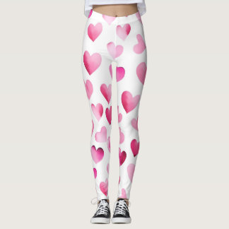 Pink Red Hearts Valentines Pattern Leggings