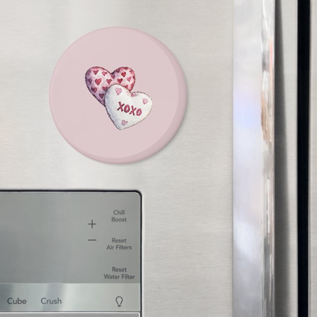 Pink Red Hearts XOXO Magnet (In Situ (Fridge))