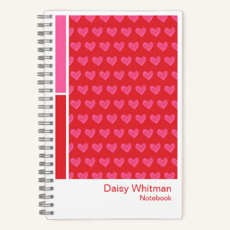 Pink & Red Illustrated Hearts Color Palette Notebook