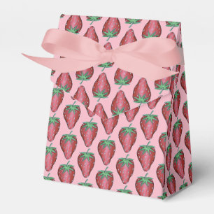 Pink Red Juicy Strawberry Strawberries Fruit Print Favor Box