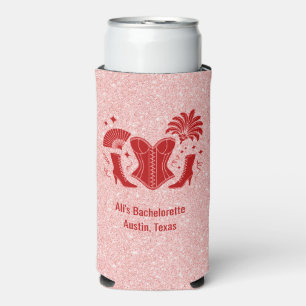 Pink + Red Las Vegas Showgirl Bridesmaid Seltzer Can Cooler