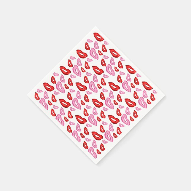 Pink Red Lipstick Prints  Napkin (Corner)