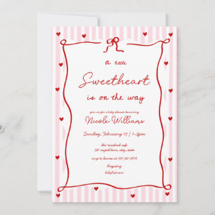 Pink Red Little Sweetheart Baby Shower Invitation