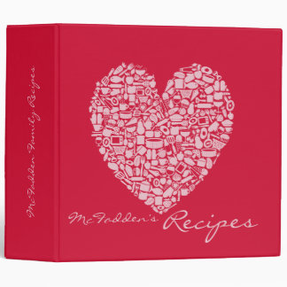 Pink & Red Love Heart Recipe Binder