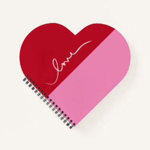 Pink & Red "Love Heart-shaped Spiral Notebook