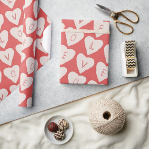 Pink Red Love Hearts Wrapping Paper