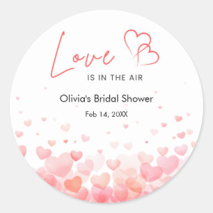 Pink & Red Love is in the Air Bridal Shower  Classic Round Sticker