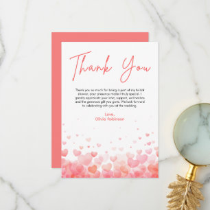 Pink & Red Love is in the Air Bridal Shower  Thank You Card