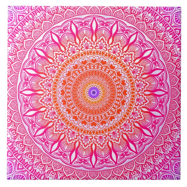 Pink red mandala tile (Front)