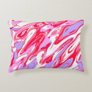 Pink Red Marble Texture Liquid Paint Mixture Accent Pillow