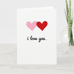 Pink Red Matte Hearts I Love You Card