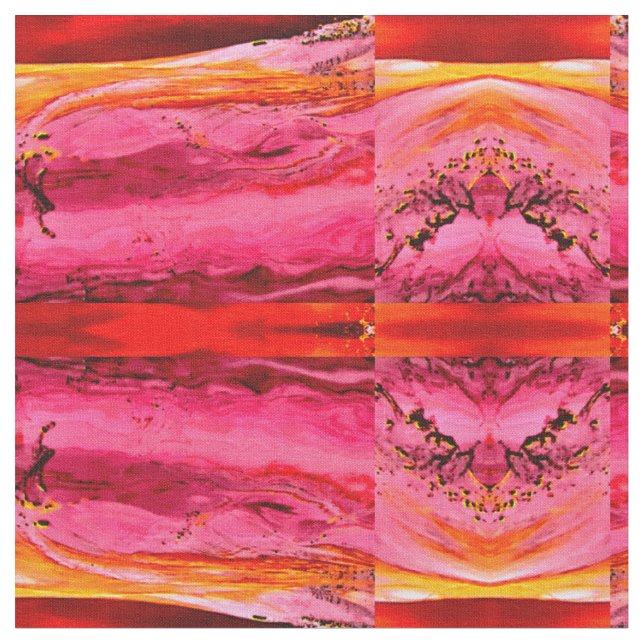 pink/red maui tropical wave pattern fabric (Close Up)