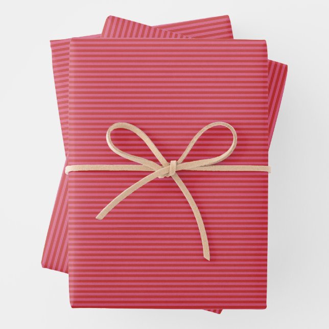 Pink red merry bright stripe Christmas Wrapping Paper Sheet (In situ)