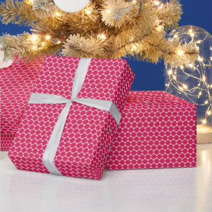 Pink Red Mid Century Holiday Geometric Bauble Wrapping Paper
