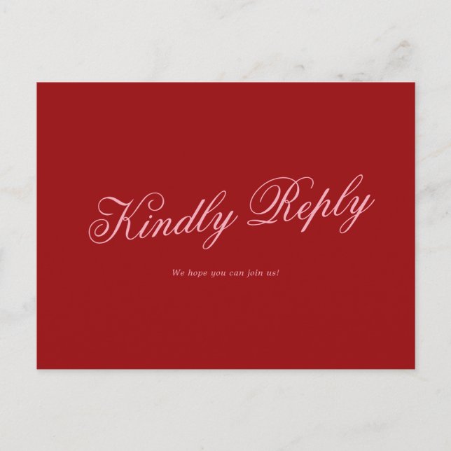 Pink Red Minimal Romantic Wedding RSVP Postcard (Front)