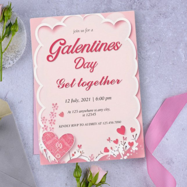 Pink Red Modern galentines Invitation de la Journé (Créateur téléchargé)