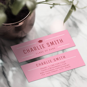 Pink Red Modern Typography Diplômé Carte Nom