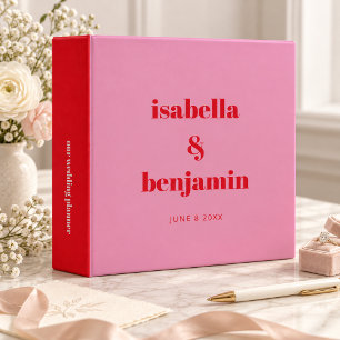 Pink Red Modern Wedding Planner Custom Names Binder