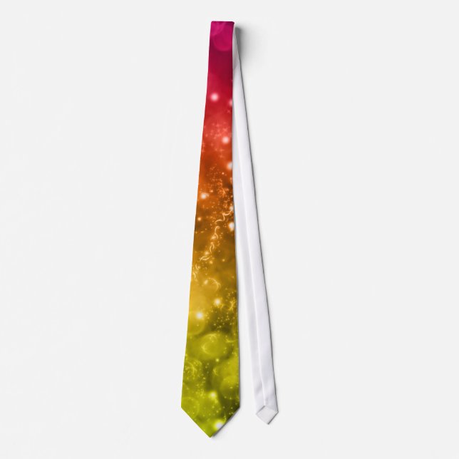 Pink/Red/Orange/Green Bokeh Space Pattern Tie (Front)