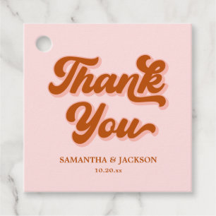 Pink Red Orange Retro 70s Boho Disco Wedding Favour Tags