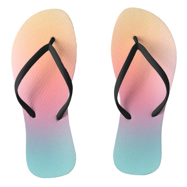 Pink Red Orange Yellow Blue Purple Green Rainbow Flip Flops (Footbed)