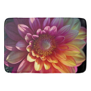 Pink Red Orange Yellow Purple Dahlia Flower Bath Mat