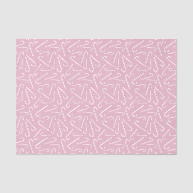 Pink Red Peppermint Candy Canes Christmas Holidays Tissue Paper (Front)