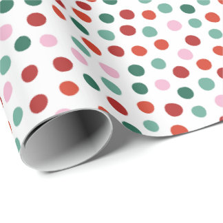 Pink Red Polka Dots Pattern Christmas Wrapping Paper