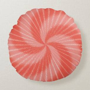 Pink Red Psychedelic Tie Dye Swirl Round Pillow