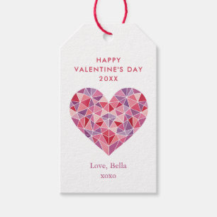 Pink Red Purple Geometric Heart Valentine's Day Gift Tags