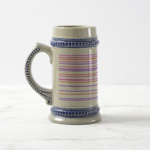 Pink red purple stripes modern custom pattern  beer stein