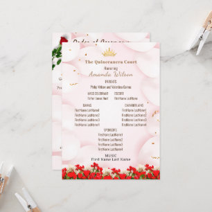 Pink Red Quinceanera Celebration Editable Program