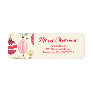 Pink Red Retro Christmas Ornaments