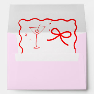 Pink Red Retro Wavy 5x7 Envelope Matching Martini