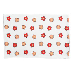 Pink Red Retro Y2K Playful Blossom Floral Pattern Pillowcase