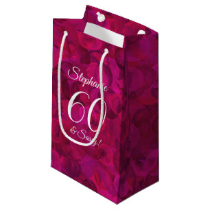 Pink Red Rose 60 and Sassy Birthday Party Favour Small Gift Bag