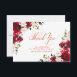 Pink Red Rose Floral 18th Birthday Personalized Thank You Card<br><div class="desc">Pretty red roses and blush pink peonies decorate this 18th birthday thank you card. Two lovely floral arrangements decorate two corners. Elegant calligraphy spells thank you. Three lines of text let you personalize a thank you statement and your name. This item is part of the Red Rose and Pink Peony...</div>