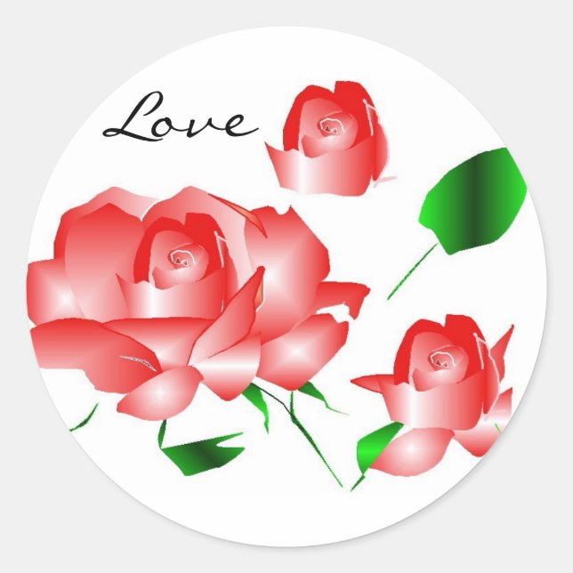 "Pink Red Rose I Love" Sticker (Front)