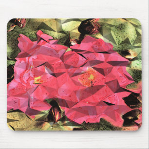 Pink Red Roses Abstract Cubist Futurist Mouse Pad