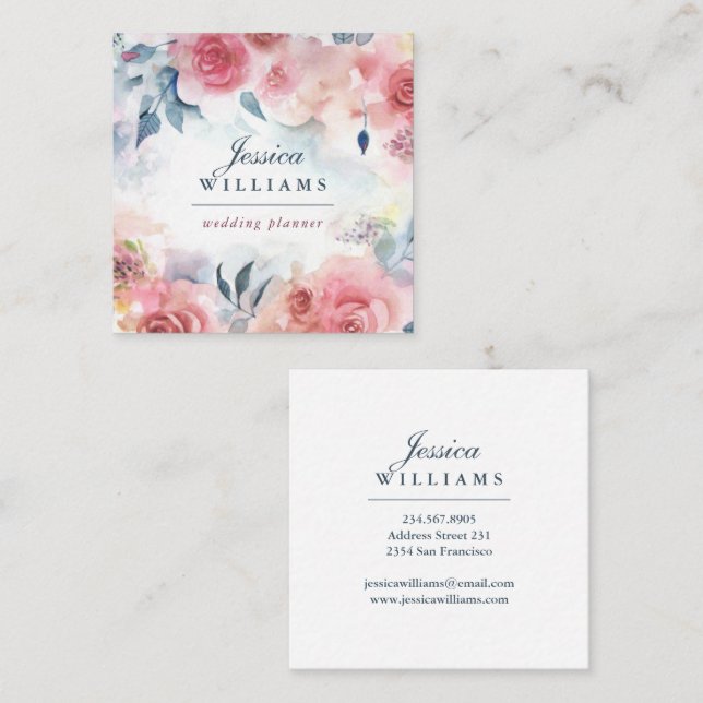 Pink Red Roses Boho Floral Business Card (Front/Back)